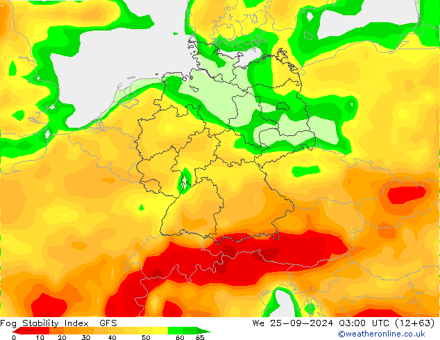 Fog Stability Index GFS wo 25.09.2024 03 UTC