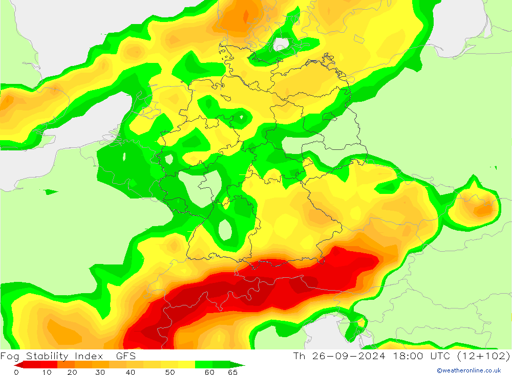 Fog Stability Index GFS  26.09.2024 18 UTC