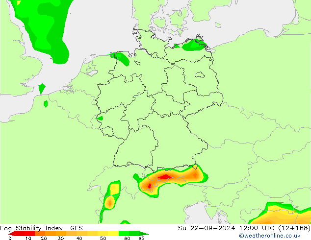 Fog Stability Index GFS dom 29.09.2024 12 UTC