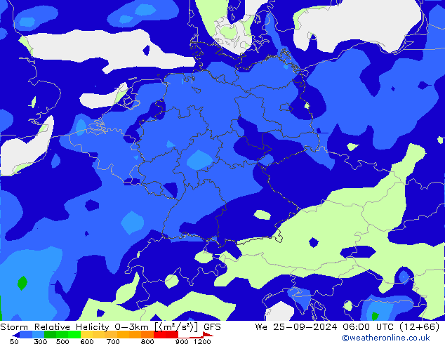 Storm Relative Helicity GFS St 25.09.2024 06 UTC