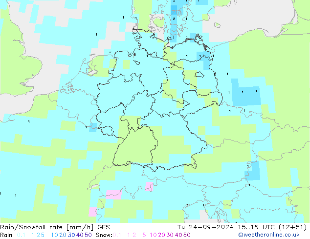 Rain/Snowfall rate GFS mar 24.09.2024 15 UTC