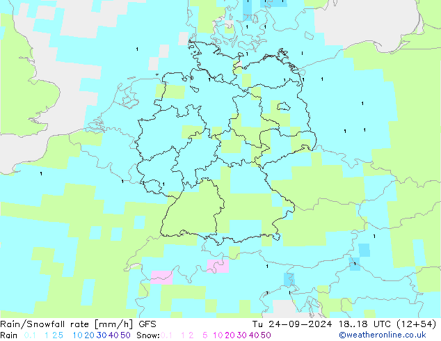 Rain/Snowfall rate GFS mar 24.09.2024 18 UTC