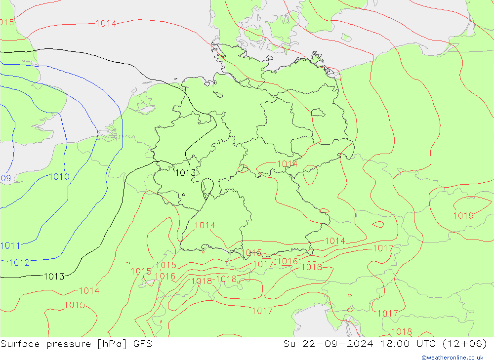 Surface pressure GFS Su 22.09.2024 18 UTC