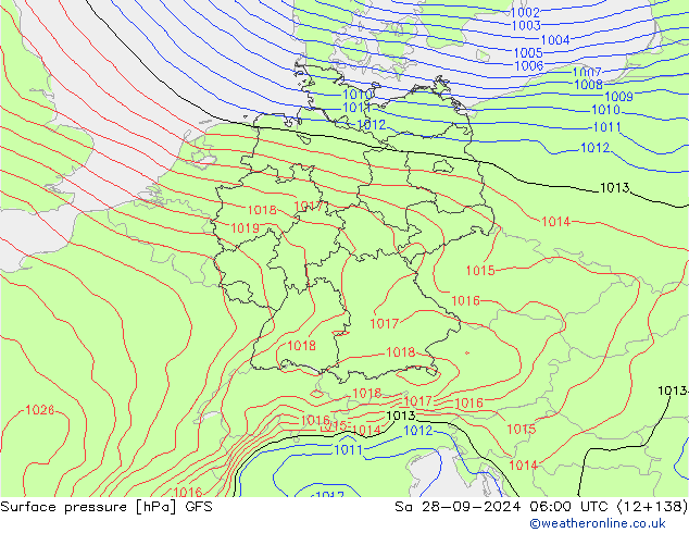 Surface pressure GFS Sa 28.09.2024 06 UTC