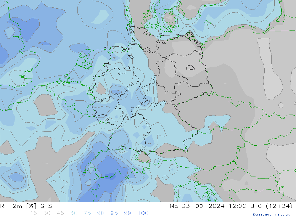 RH 2m GFS Seg 23.09.2024 12 UTC