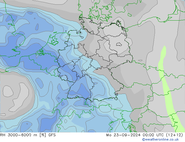 RH 3000-6000 m GFS Mo 23.09.2024 00 UTC