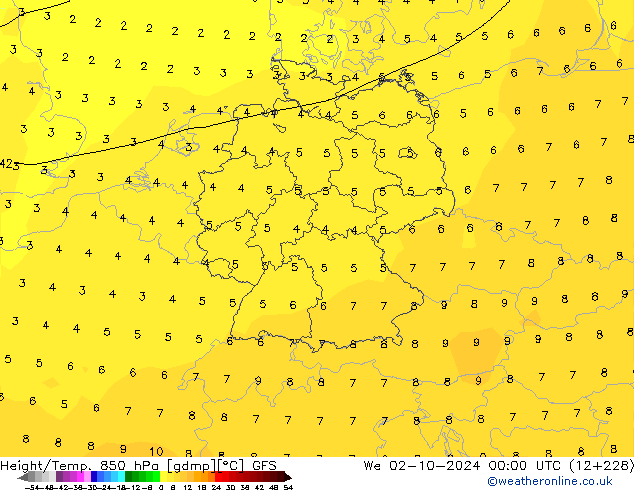 Z500/Rain (+SLP)/Z850 GFS We 02.10.2024 00 UTC