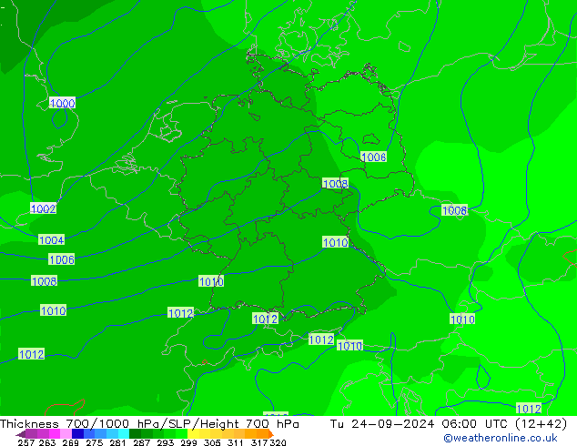 Thck 700-1000 hPa GFS Tu 24.09.2024 06 UTC