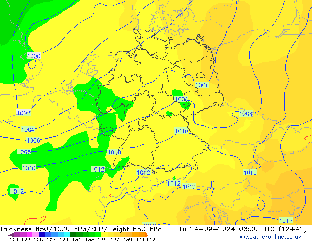 Thck 850-1000 hPa GFS Tu 24.09.2024 06 UTC