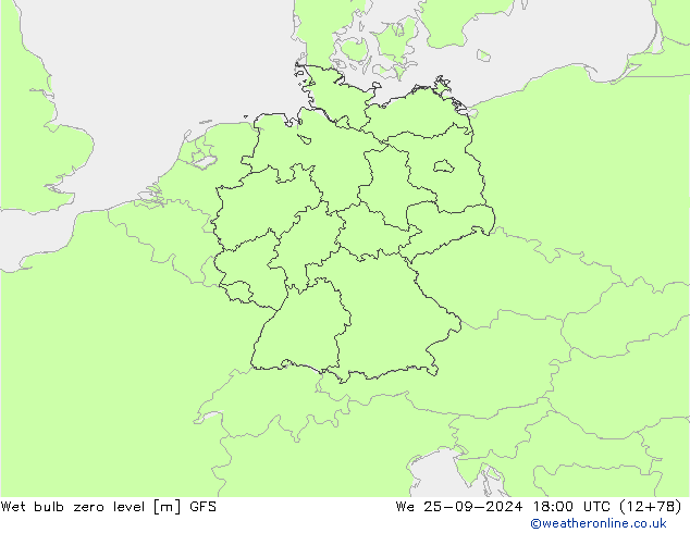 Wet bulb zero level GFS  25.09.2024 18 UTC