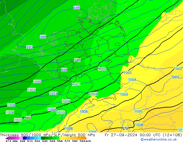 Thck 500-1000hPa GFS Fr 27.09.2024 00 UTC