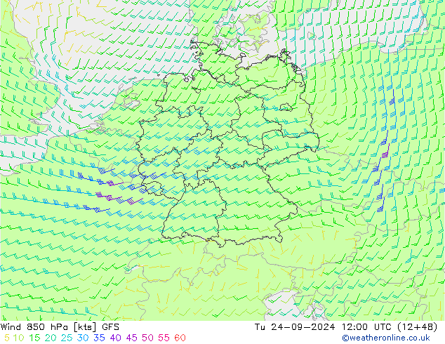  850 hPa GFS  24.09.2024 12 UTC