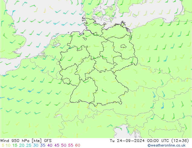 Rüzgar 950 hPa GFS Sa 24.09.2024 00 UTC