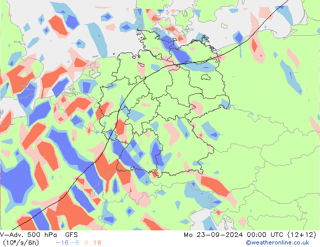 V-Adv. 500 гПа GFS пн 23.09.2024 00 UTC