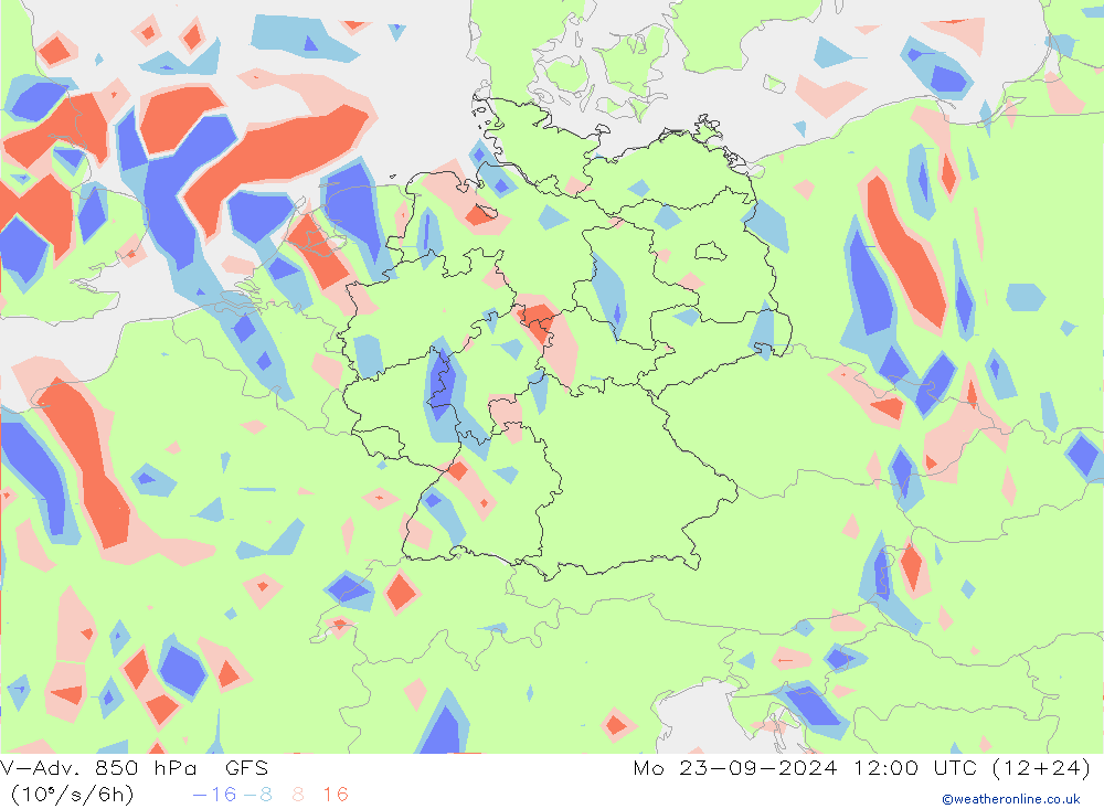 V-Adv. 850 hPa GFS Po 23.09.2024 12 UTC