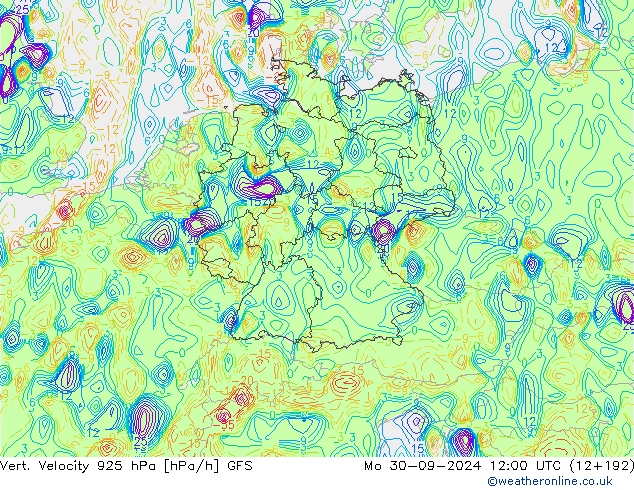 Vert. Velocity 925 hPa GFS pon. 30.09.2024 12 UTC