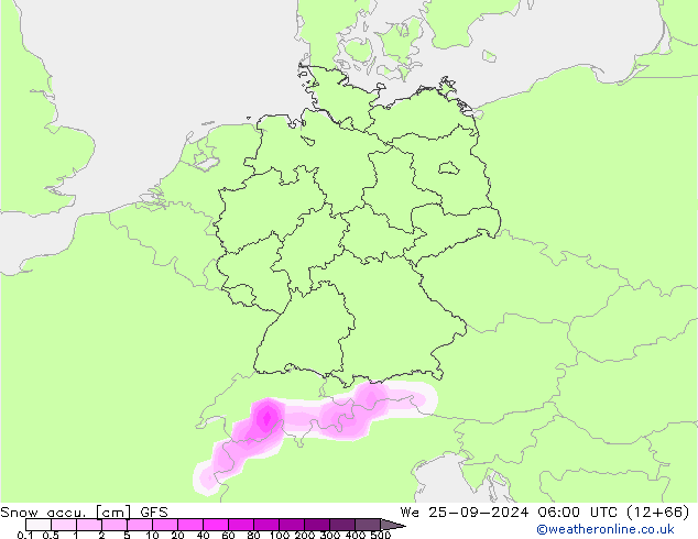 Snow accu. GFS We 25.09.2024 06 UTC