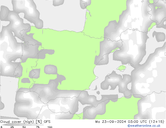 Nubi alte GFS lun 23.09.2024 03 UTC