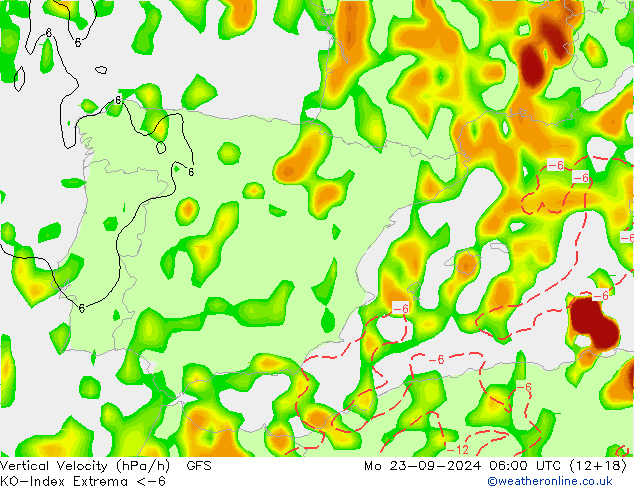 Konveksiyon - İndeks GFS Pzt 23.09.2024 06 UTC