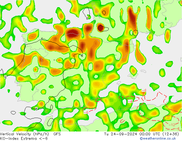 Convectie-Index GFS di 24.09.2024 00 UTC