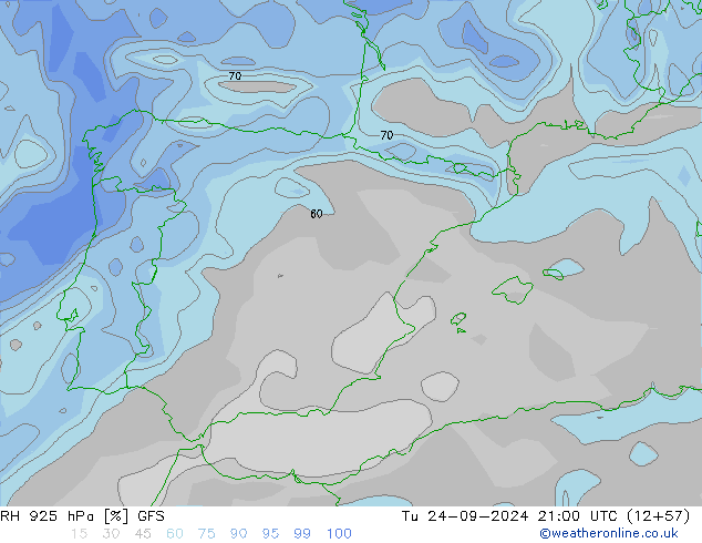 RH 925 hPa GFS Ter 24.09.2024 21 UTC