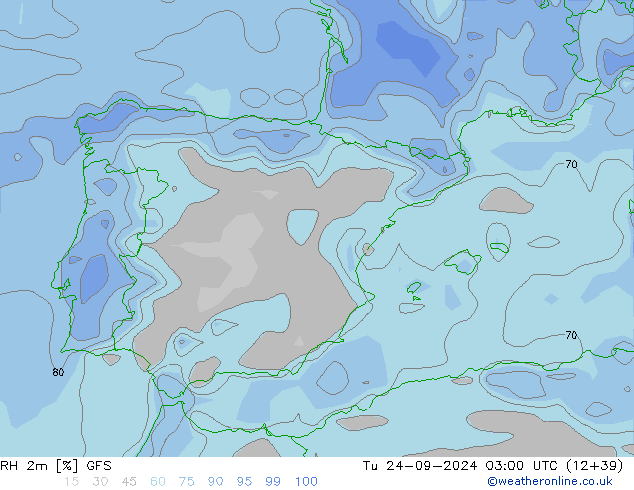 RH 2m GFS  24.09.2024 03 UTC