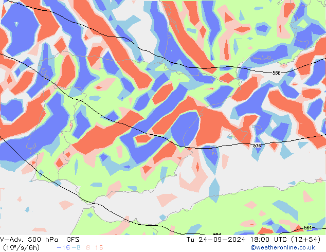 V-Adv. 500 hPa GFS Tu 24.09.2024 18 UTC