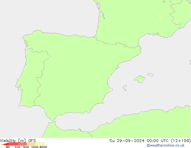 Dohlednost GFS Ne 29.09.2024 00 UTC