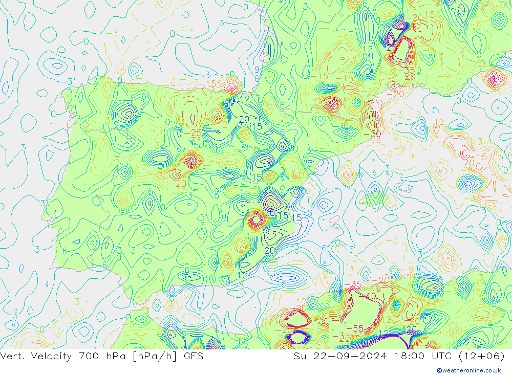 Vert. Velocity 700 hPa GFS dim 22.09.2024 18 UTC