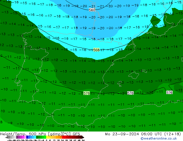 Z500/Rain (+SLP)/Z850 GFS pon. 23.09.2024 06 UTC