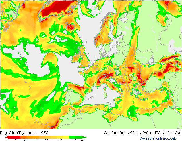 Fog Stability Index GFS dom 29.09.2024 00 UTC