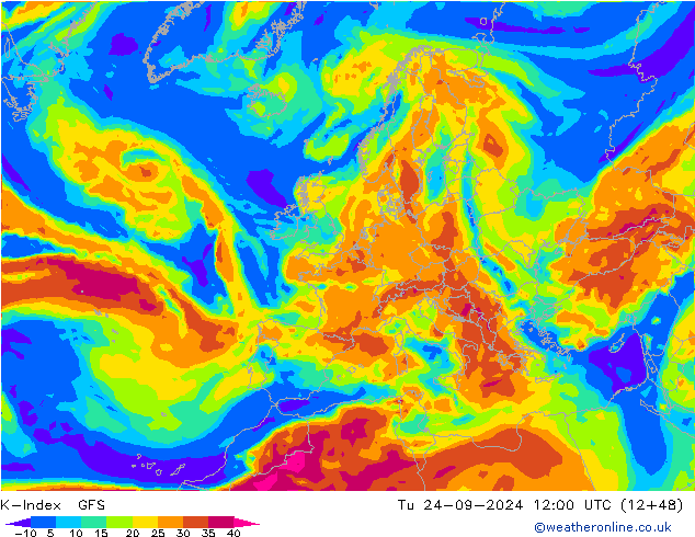 K-İndeksi GFS Sa 24.09.2024 12 UTC