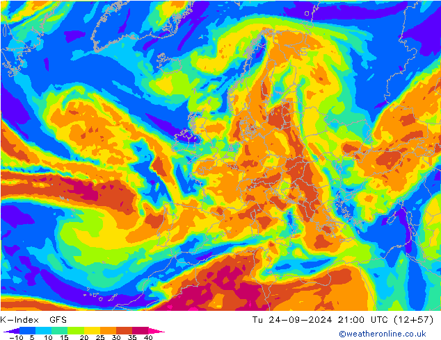 K-Index GFS вт 24.09.2024 21 UTC