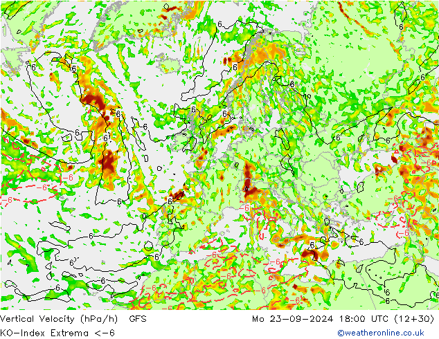 Konvektiv-Index GFS Mo 23.09.2024 18 UTC