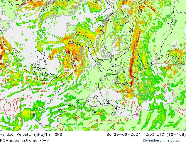 Convection-Index GFS Su 29.09.2024 12 UTC