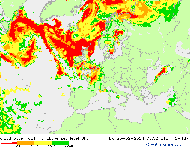 Cloud base (low) GFS Mo 23.09.2024 06 UTC