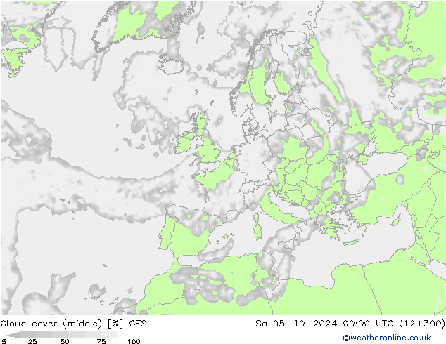 Bulutlar (orta) GFS Cts 05.10.2024 00 UTC