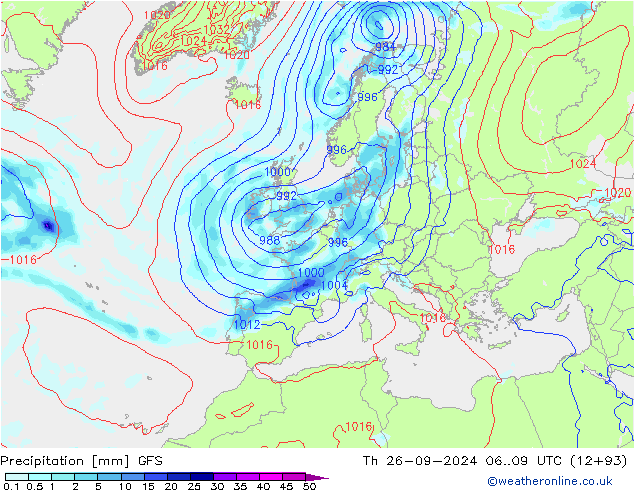 Neerslag GFS do 26.09.2024 09 UTC