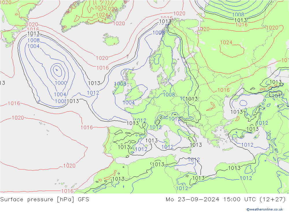 pressão do solo GFS Seg 23.09.2024 15 UTC