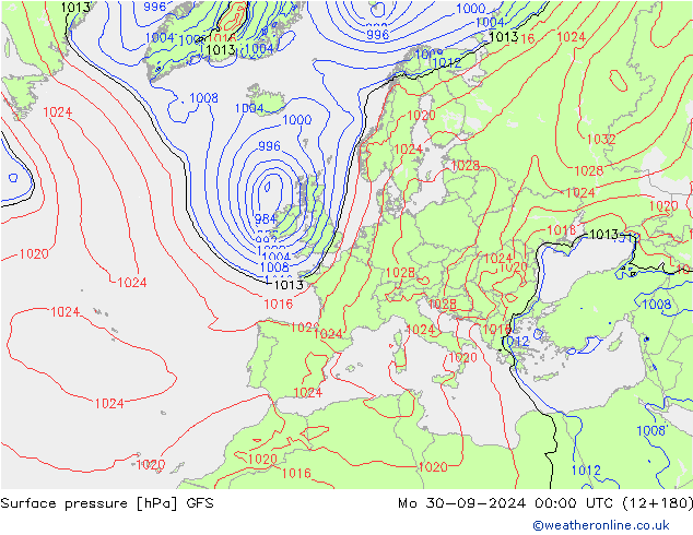 GFS: Pzt 30.09.2024 00 UTC