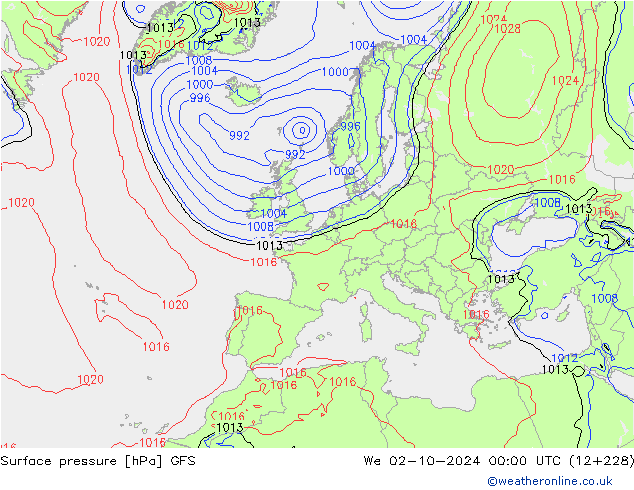 Bodendruck GFS Mi 02.10.2024 00 UTC