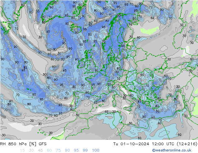 RV 850 hPa GFS di 01.10.2024 12 UTC