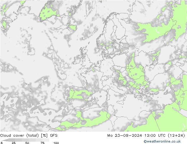 Wolken (gesamt) GFS Mo 23.09.2024 12 UTC