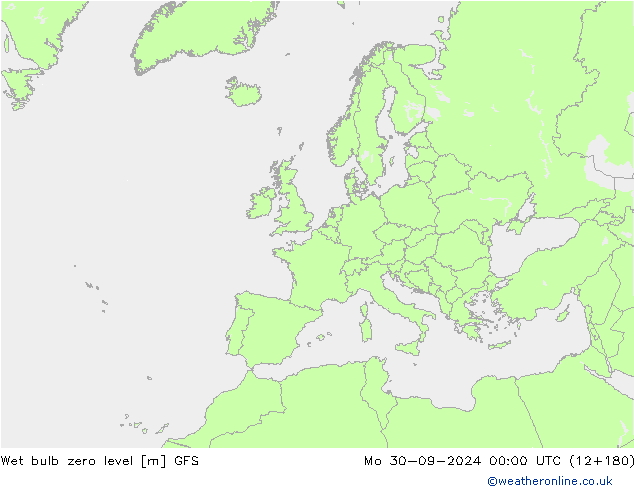 Wet bulb zero level GFS Mo 30.09.2024 00 UTC