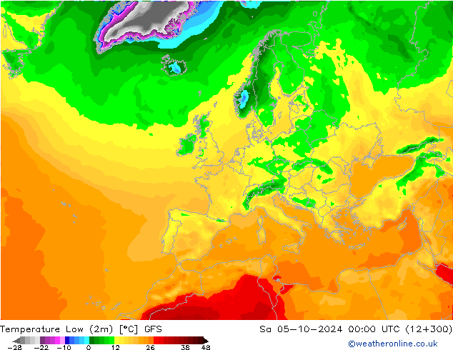 Tiefstwerte (2m) GFS Sa 05.10.2024 00 UTC