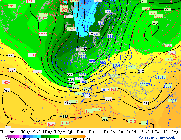 Thck 500-1000hPa GFS Čt 26.09.2024 12 UTC