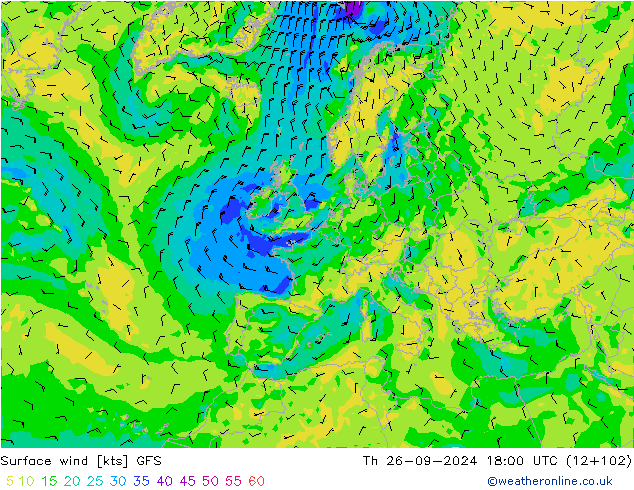 Wind 10 m GFS do 26.09.2024 18 UTC