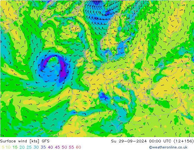 Surface wind GFS Su 29.09.2024 00 UTC