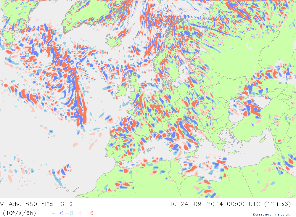 V-Adv. 850 hPa GFS mar 24.09.2024 00 UTC