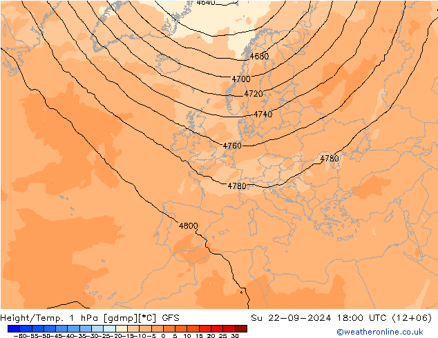 Hoogte/Temp. 1 hPa GFS zo 22.09.2024 18 UTC